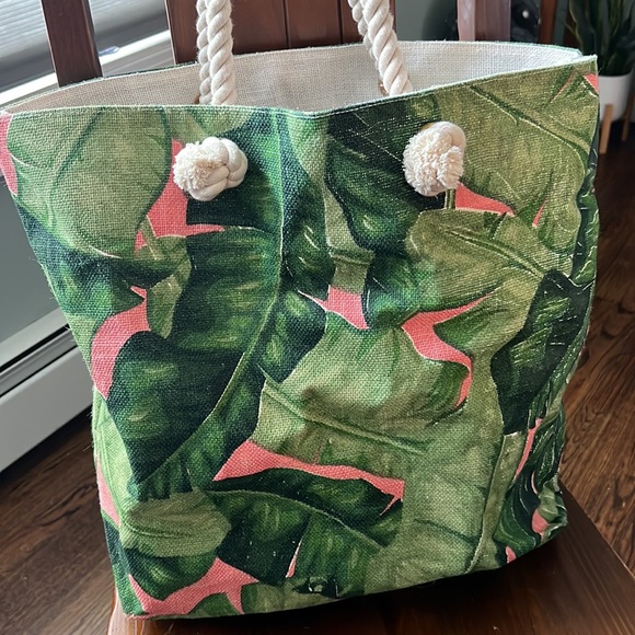 Palm leaf canvas tote bag - Picture 4 of 4